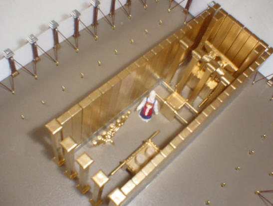 Photo showing placement of Holy Place walls in the Tabernacle Kit, overhead view