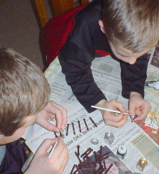 Photo of painting the tabernacle parts